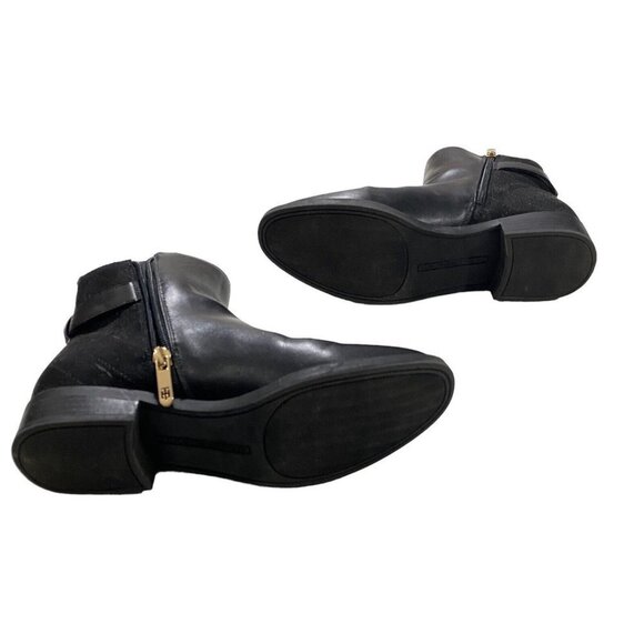 Tommy Hilfiger Isleen Women Black Mixed Media Vegan Leather Quilted Boot Sz 7.5M - Picture 7 of 11